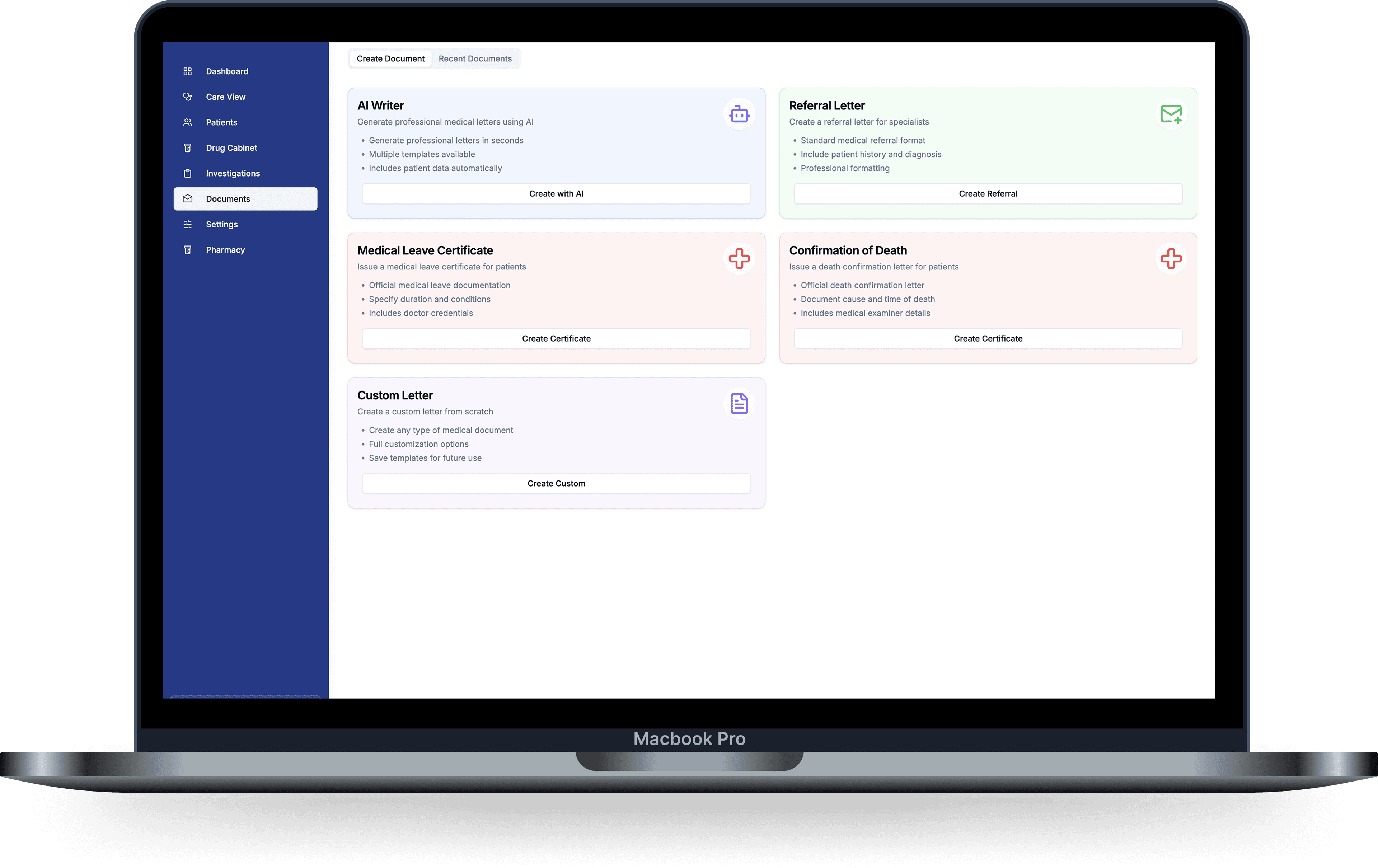 Electronic Medical Record system on desktop showing patient dashboard interface